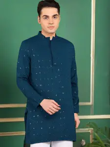 TATTVA Men Ethnic Motifs Embroidered Fusion Cotton Straight Kurtas