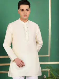 TATTVA Men Floral Printed Chikankari Straight Kurta