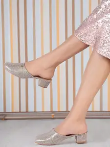 Carlton London Women Printed Synthetic Block Mules Heels