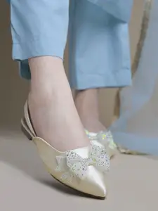 Shoetopia Women Pointed Toe Embellished Party Mules Flats