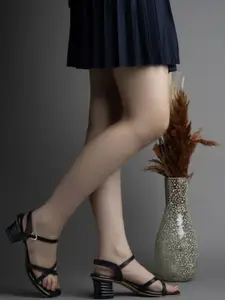 Creattoes Women Block Heel Sandals with Buckles