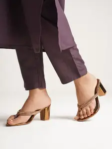 JM Looks Women Rhinestone Sparkling Block Heel Toe-Ring Sandals