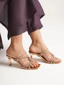 JM Looks Women Radiance Knot Heels Trappy Mid Slim Sandals for Glamorous Evenings