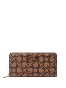 GUESS Women Faux Leather Brand Logo Printed Zip Around Wallet