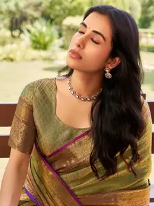 Satrani Women Ethnic Motifs Woven Design Pure Silk Designer Banarasi Saree