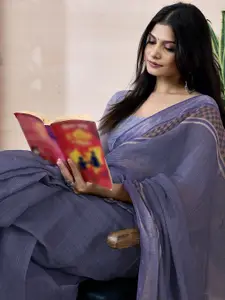 Satrani Checked Pure Linen Ready to Wear Saree