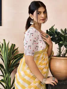 Satrani Striped Zari Pure Linen Ready to Wear Saree