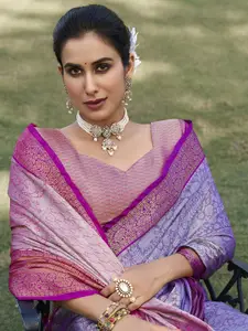 Satrani Women Floral Woven Design Zari Banarasi Saree