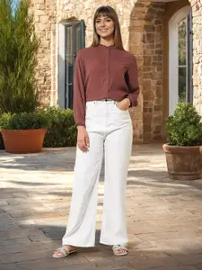 U.S. Polo Assn. Women Solid Cuffed Sleeves Top