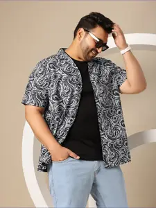Sztori Men Plus Size Premium Printed Cuban Collar Pure Cotton Casual Shirt