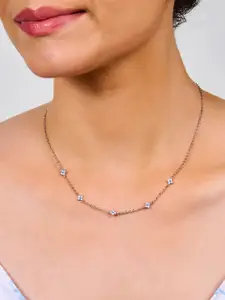 AQUASTREET 18K Silver Plated Waterproof, Anti-Tarnish Blue Floral Choker Necklace