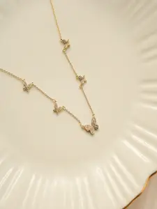 AQUASTREET 18K Gold Plated Waterproof, Anti-Tarnish Zircon Butterfly Choker Necklace