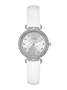 GUESS Women Embellished Dial & Leather Straps Analogue Watch GW0764L4