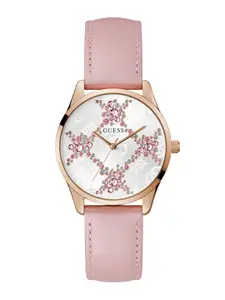 GUESS Women Trend Luster Embellished Dial & Leather Straps Analogue Watch - GW0837L2