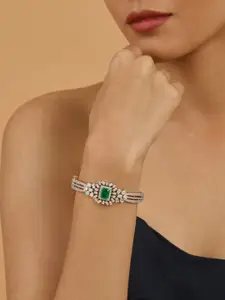 Kushal's Fashion Jewellery Green Rhodium-Plated Bangle