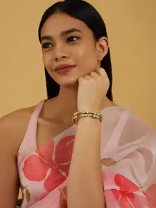 Kushal's Fashion Jewellery Set Of 2 Victorian-Plated Ethnic Kundan Bangle