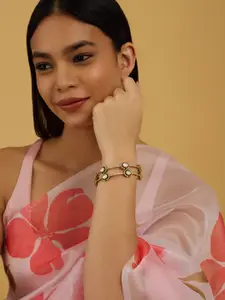 Kushal's Fashion Jewellery Set Of 2 Victorian-Plated Party Kundan Bangles