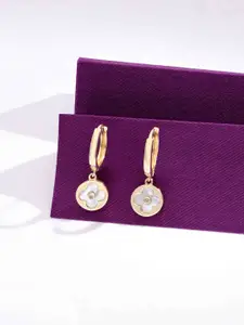 KAI JEWEL Sterling Silver Gold Plated Contemporary Cubic Zirconia Hoop Earrings