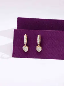 KAI JEWEL 92.5 Silver Gold-Plated Contemporary Cubic Zirconia Studded Drop Earrings