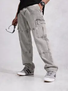 WROGN Men Loose Fit Mid-Rise Heavy Fade Pure Cotton Jeans