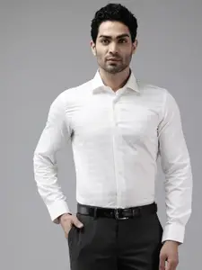 Blackberrys Men Self Striped Pure Cotton Slim Fit Formal Shirt