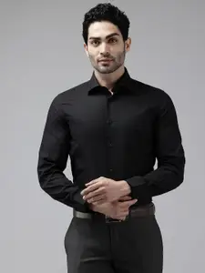 Blackberrys Men Self Checked Pure Cotton Slim Fit Formal Shirt