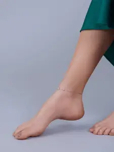 Kushal's Fashion Jewellery Rhodium-Plated Artificial Stones Anklet