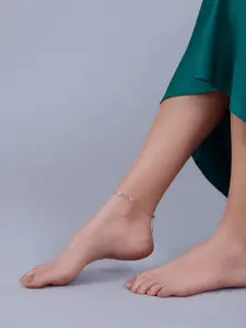 Kushal's Fashion Jewellery Rhodium-Plated Artificial Stones Anklet