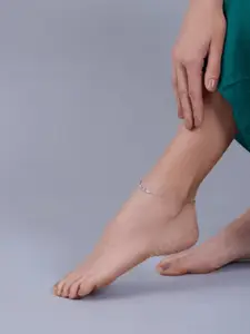 Kushal's Fashion Jewellery Rhodium-Plated Artificial Stones Anklet