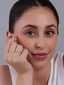 Kushal's Fashion Jewellery 92.5 Pure Silver Gold-Plated Zircon Party Finger Ring