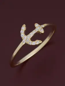 Kushal's Fashion Jewellery 92.5 Pure Silver Gold-Plated Zircon Party Finger Ring