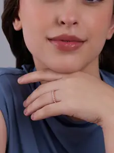 Kushal's Fashion Jewellery White 92.5 Pure Silver Rose Gold-Plated Zircon Party Ring