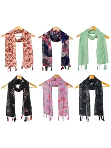 StoleVilla Women Pack Of 6 Cotton Printed Scarf