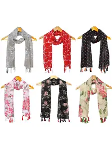 StoleVilla Women Pack of 6 Printed Cotton Scarf