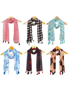 StoleVilla Women Pack Of 6 Printed Cotton Scarf