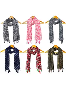StoleVilla Women Pack Of 6 Printed Cotton Scarf