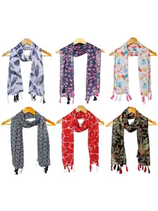 StoleVilla Women Pack Of 6 Cotton Printed Scarf