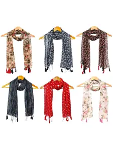 StoleVilla Women Pack Of 6 Printed Cotton Scarf