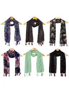StoleVilla Pack Of 6 Women Printed Scarf