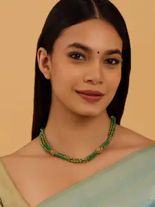 Kushal's Fashion Jewellery Gold-Plated Beaded Antique Necklace