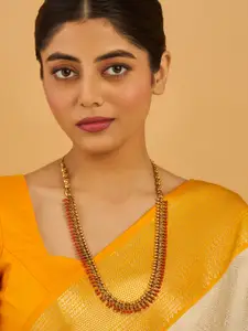 Kushal's Fashion Jewellery Gold-Plated Artificial Stones Studded Antique Necklace