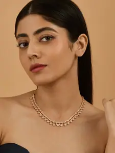 Kushal's Fashion Jewellery Gold-Plated Zircon Studded Party Necklace
