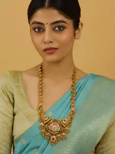 Kushal's Fashion Jewellery Gold-Plated Stone Studded Antique Necklace