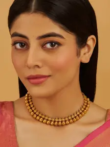 Kushal's Fashion Jewellery Gold-Plated Beaded Antique Necklace