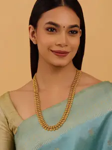 Kushal's Fashion Jewellery Gold-Plated Ruby Studded Antique Necklace