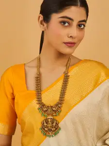 Kushal's Fashion Jewellery Gold-Plated Artificial Stones Studded & Beaded Antique Necklace