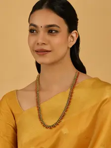 Kushal's Fashion Jewellery Gold-Plated Artificial Stones Studded & Beaded Antique Necklace