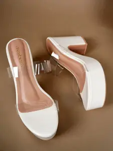 DressBerry Women Embellished Block Mules Open Back Heels