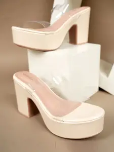 DressBerry Women Open Toe Block Heel Mules