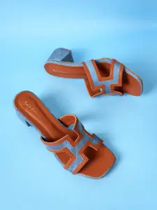 Mast & Harbour Colourblocked Block Heels Mules